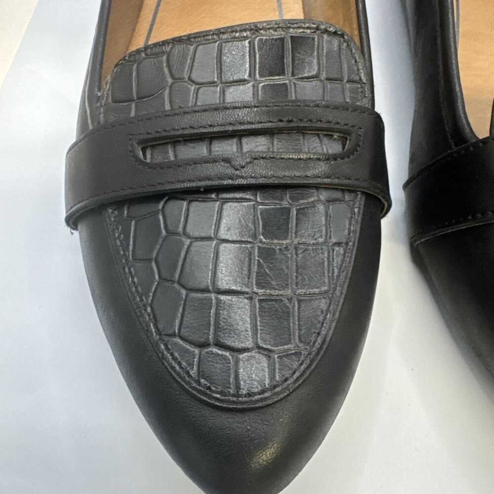 Vionic Savannah Snake Pointed Ballet Flats Black Leath w/Snakeskin Women's Sz 10 - Picture 2 of 12